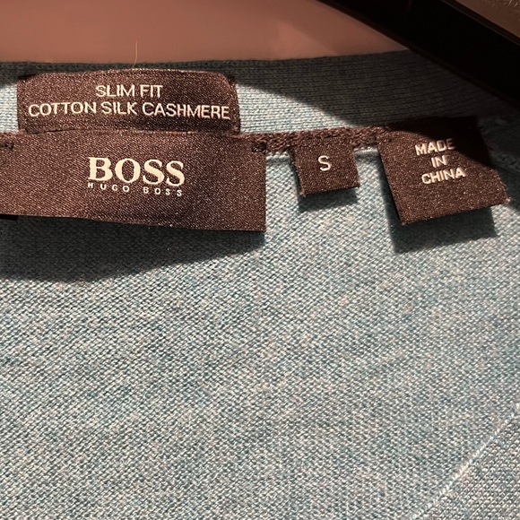 BOSS light blue cotton silk cashmere sweater - Picture 4 of 5